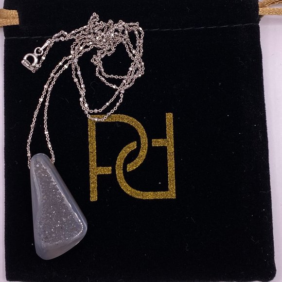 Pratt Daddy Druzy Agate Pendant with Sterling Silver station chain - Rare - Picture 9 of 9